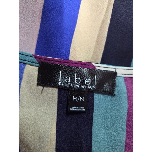 Rachel Roy Striped Sleeveless Blouse Ladies Medium V-Neck Multicolor Chiffon - Picture 4 of 6